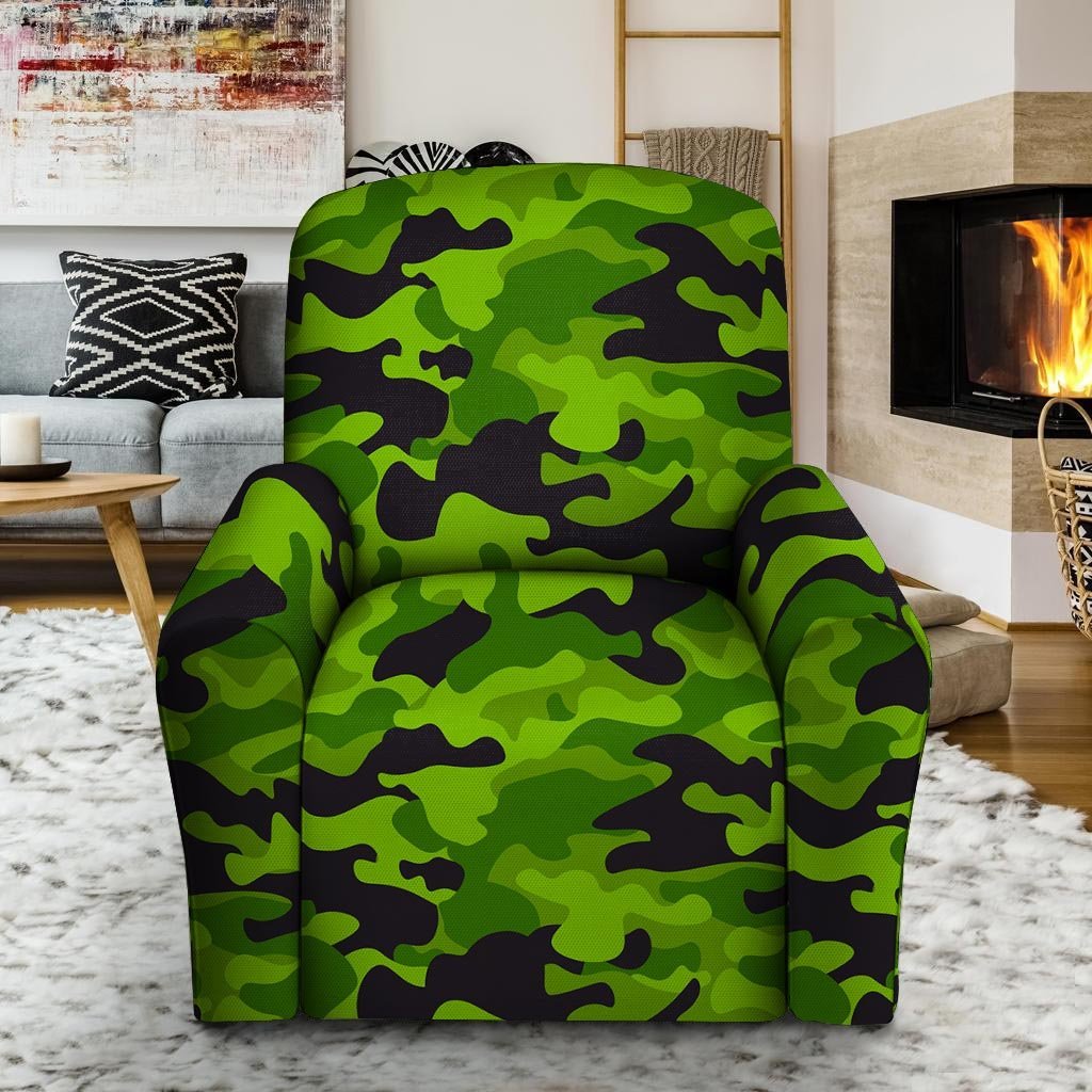 Lime Green Camo Print Recliner Cover-grizzshop