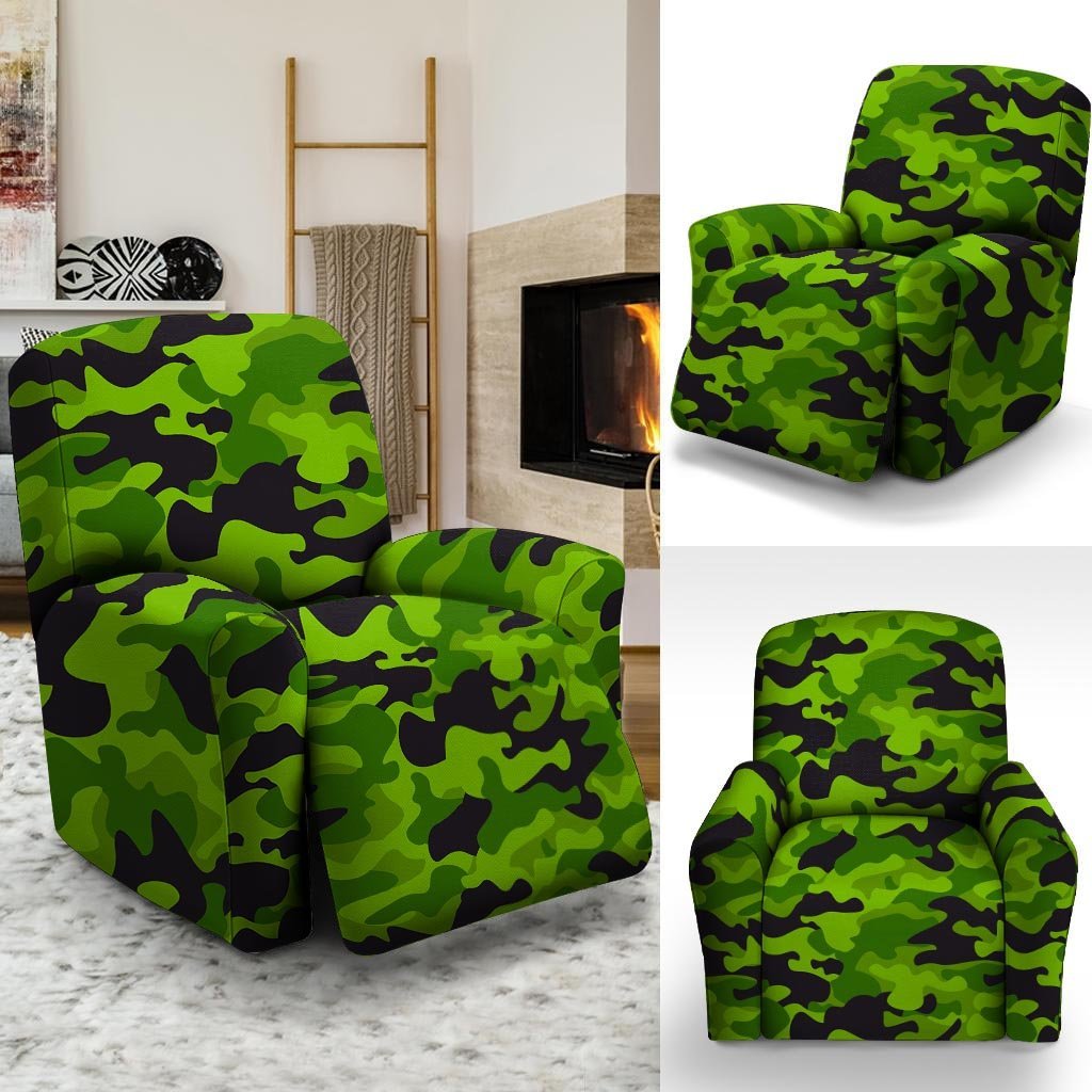 Lime Green Camo Print Recliner Cover-grizzshop