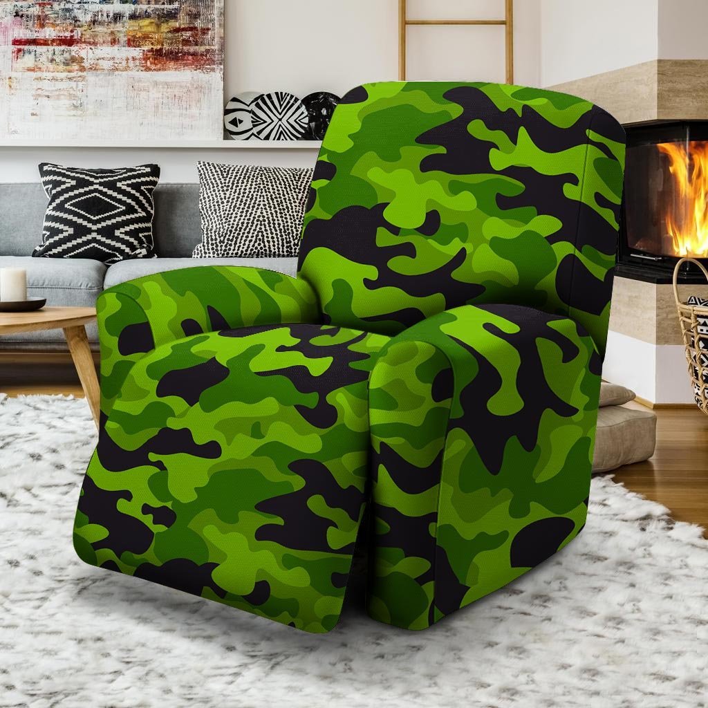 Lime Green Camo Print Recliner Cover-grizzshop