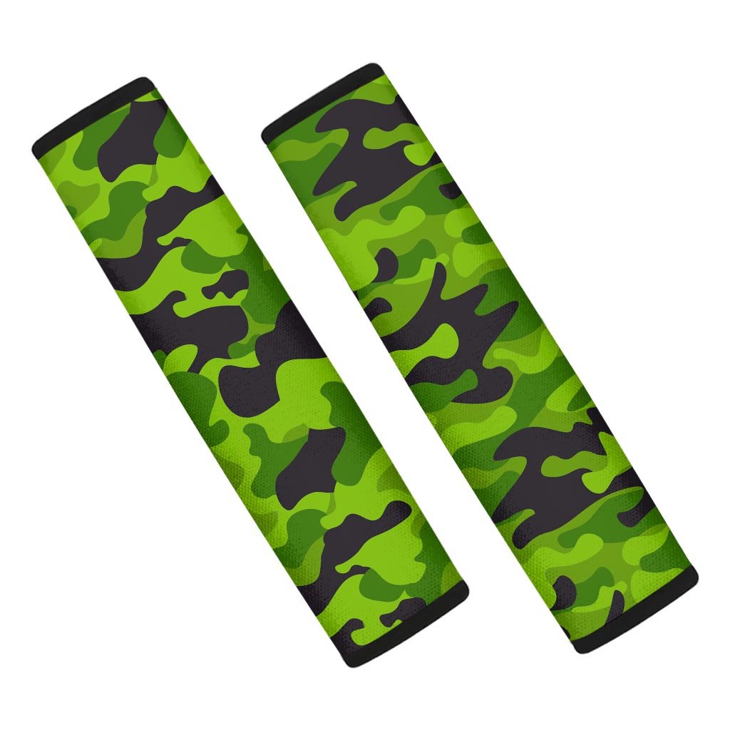 Lime Green Camo Print Seat Belt Cover-grizzshop