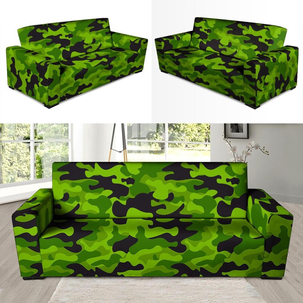 Lime Green Camo Print Sofa Cover-grizzshop