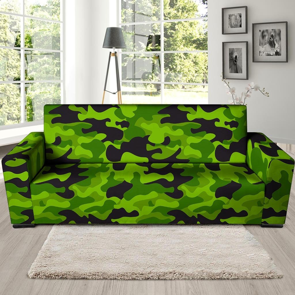 Lime Green Camo Print Sofa Cover-grizzshop