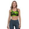 Lime Green Camo Print Sports Bra-grizzshop