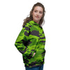 Lime Green Camo Print Women's Hoodie-grizzshop