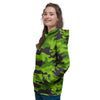 Lime Green Camo Print Women's Hoodie-grizzshop