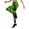 Lime Green Camo Print Women's Leggings-grizzshop