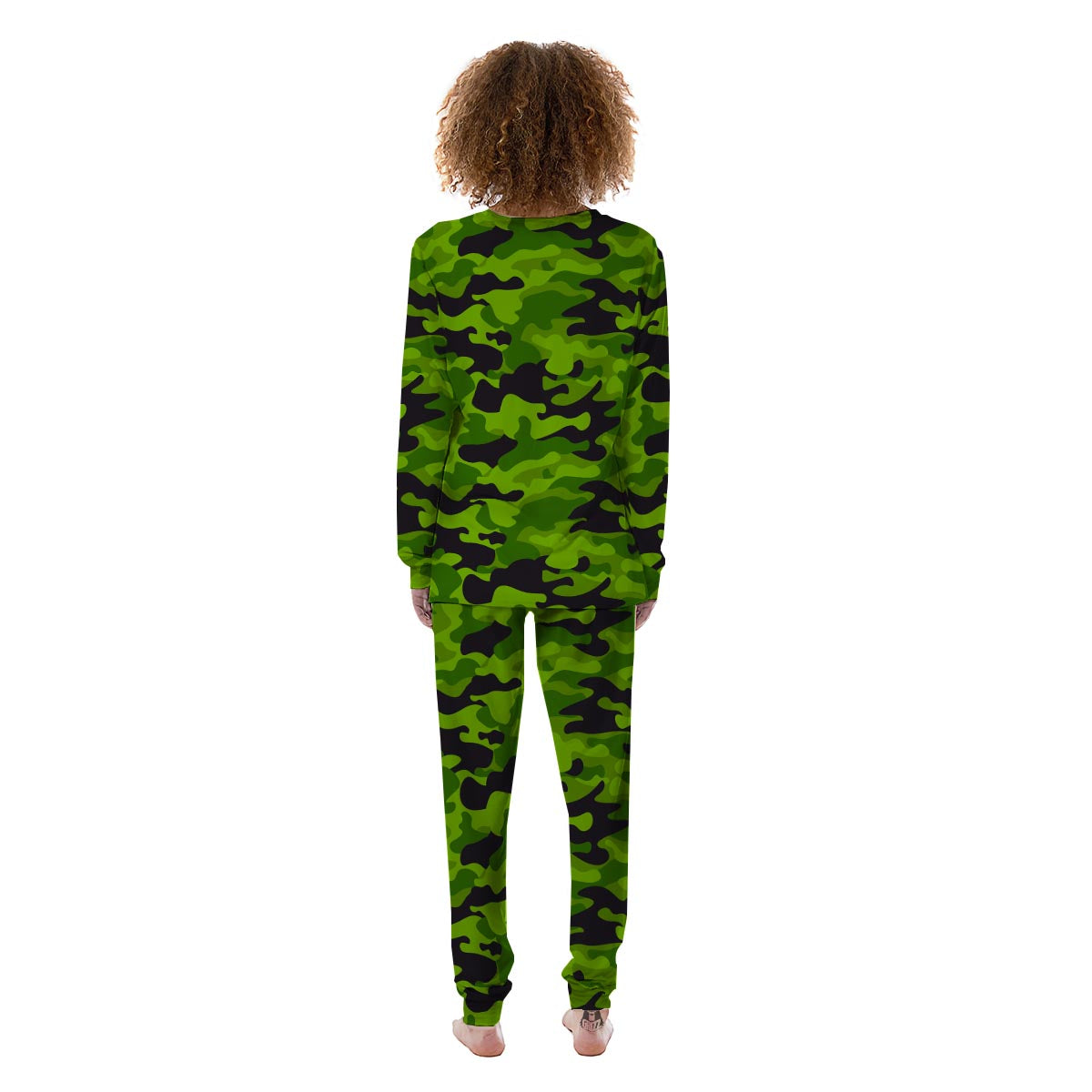 Lime Green Camo Print Women's Pajamas-grizzshop