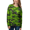 Lime Green Camo Print Women's Sweatshirt-grizzshop