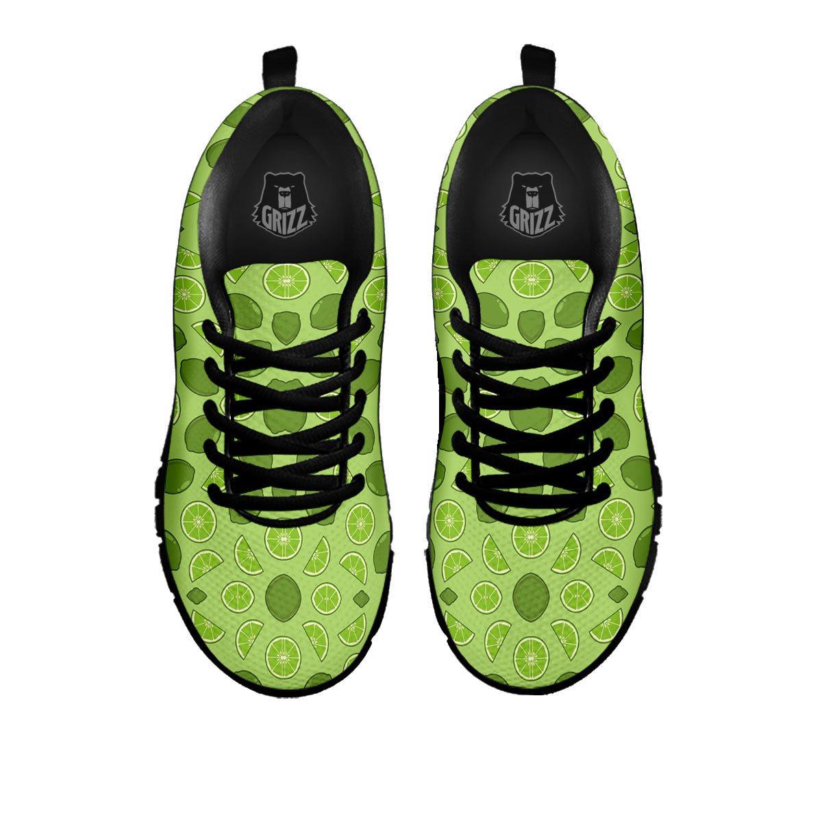 Lime Green Print Pattern Black Sneaker-grizzshop