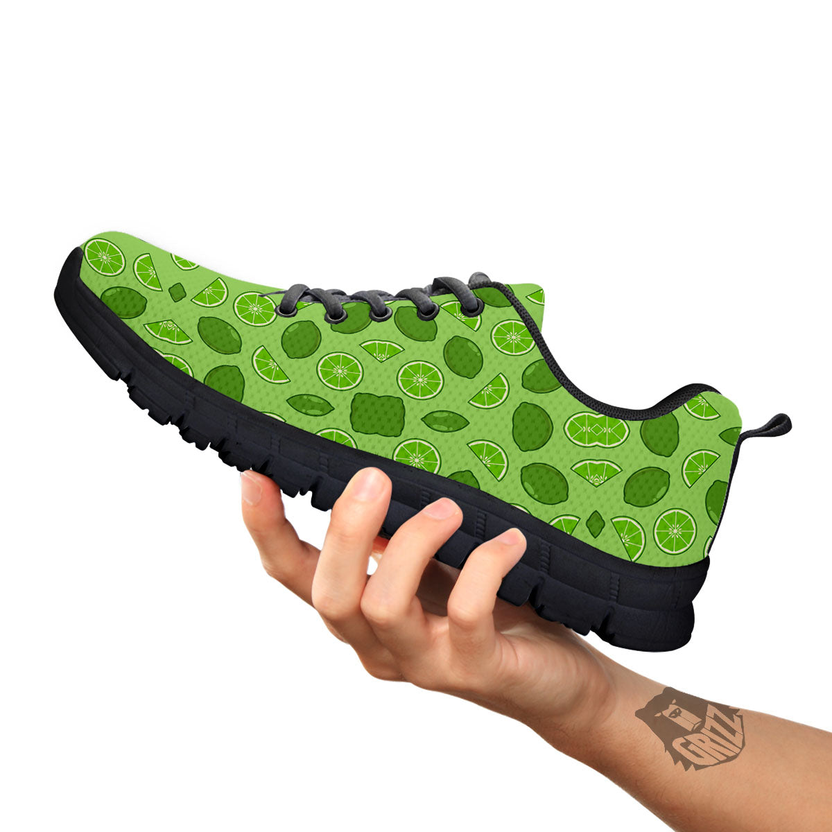 Lime Green Print Pattern Black Sneaker-grizzshop