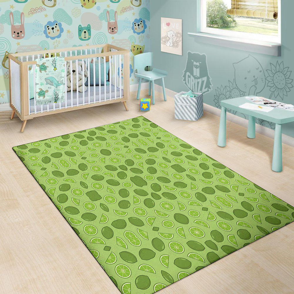 Lime Green Print Pattern Floor Mat-grizzshop