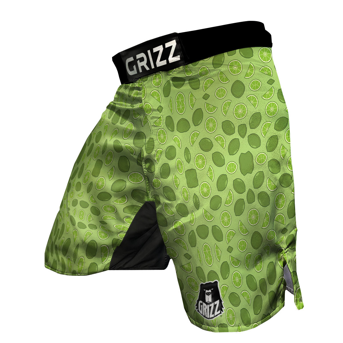 Lime Green Print Pattern MMA Shorts-grizzshop