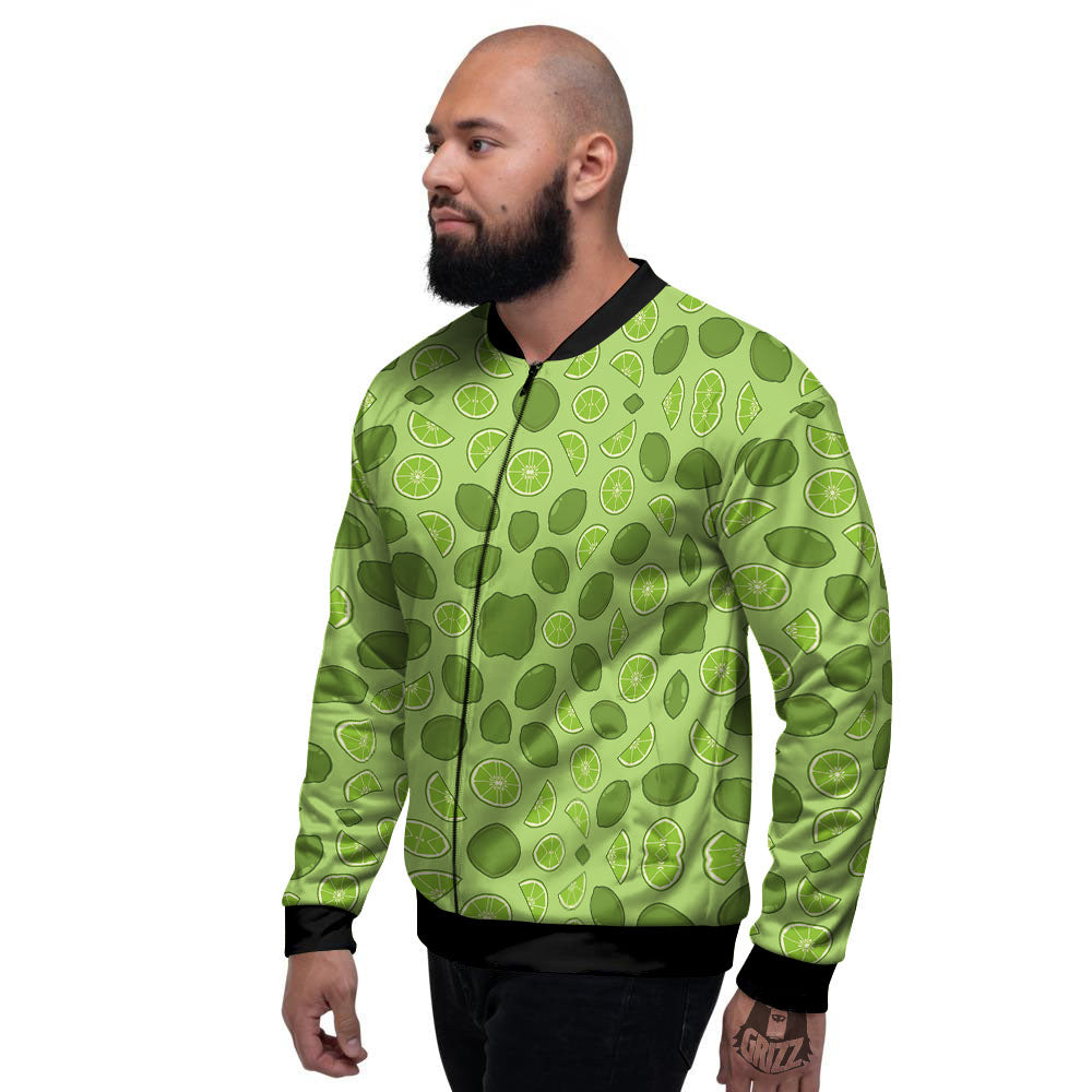 Lime Green Print Pattern Men's Bomber Jacket-grizzshop