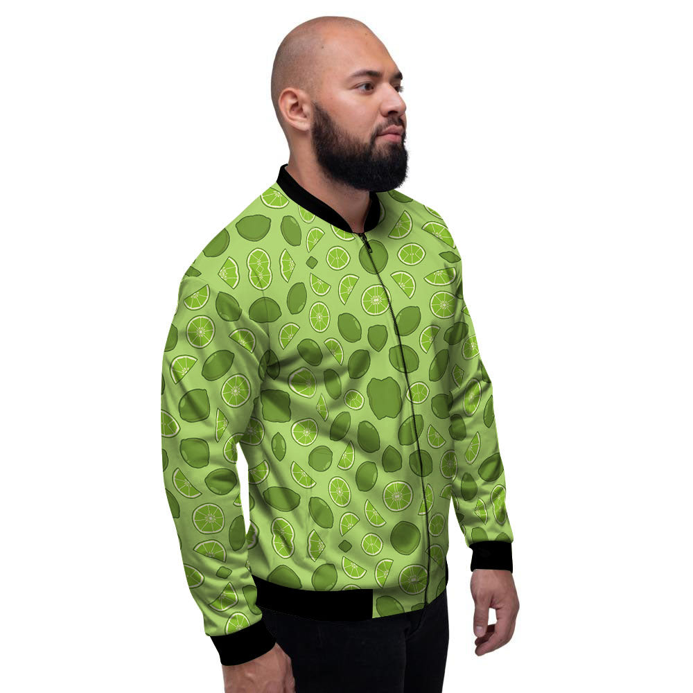 Lime Green Print Pattern Men's Bomber Jacket-grizzshop