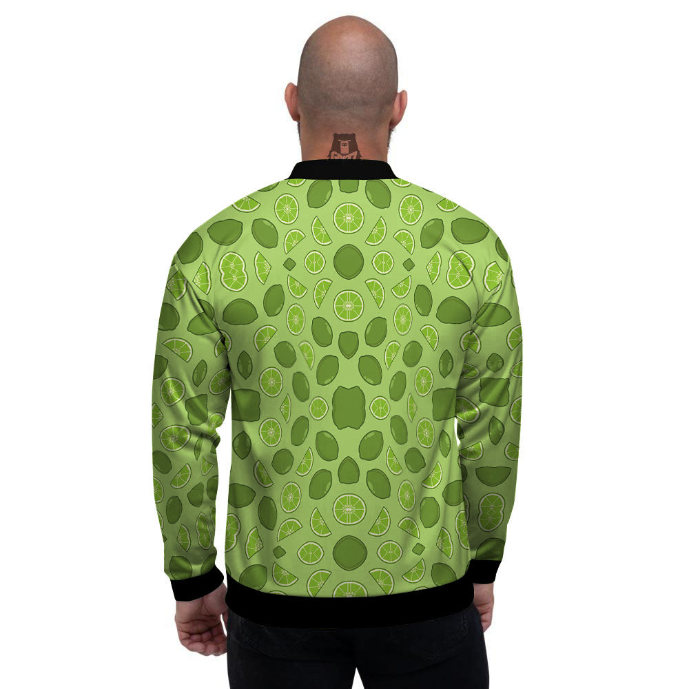 Lime Green Print Pattern Men's Bomber Jacket-grizzshop