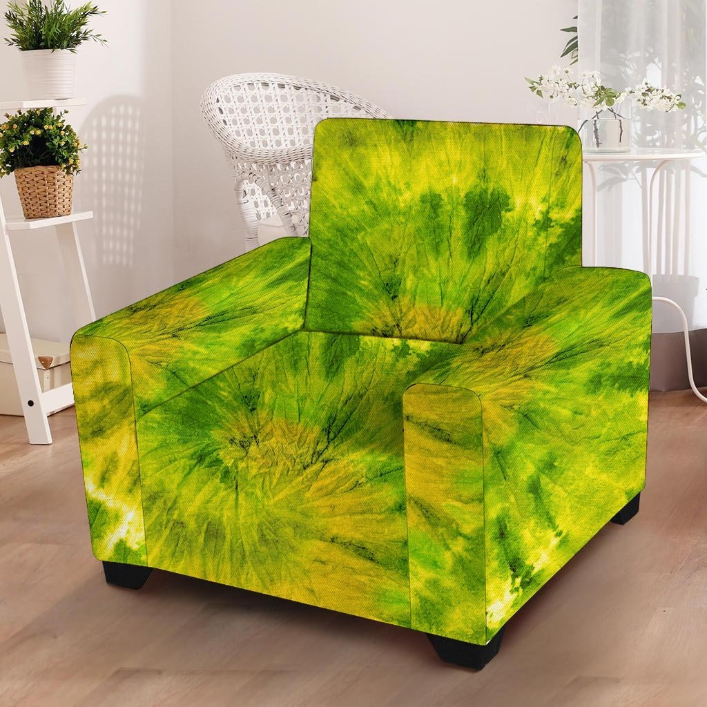 Lime Green Tie Dye Armchair Cover-grizzshop