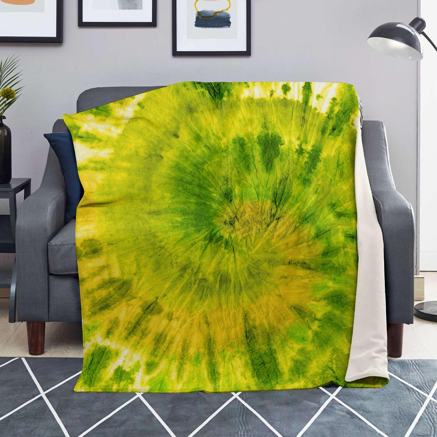 Lime Green Tie Dye Blanket-grizzshop