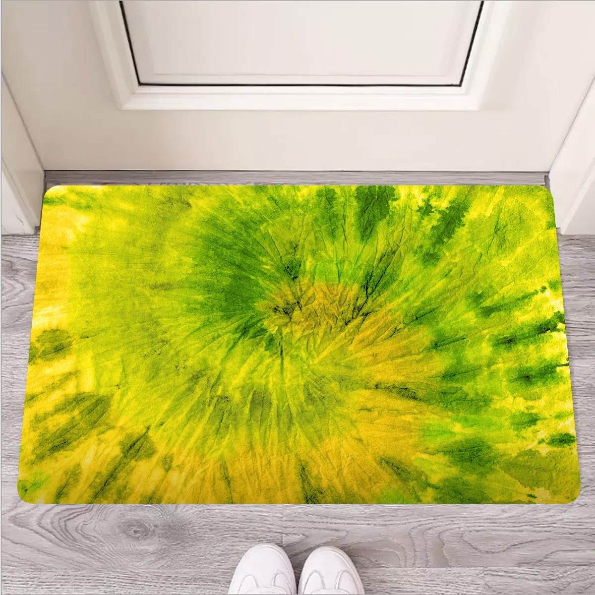 Lime Green Tie Dye Door Mat-grizzshop