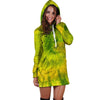 Lime Green Tie Dye Hoodie Dress-grizzshop