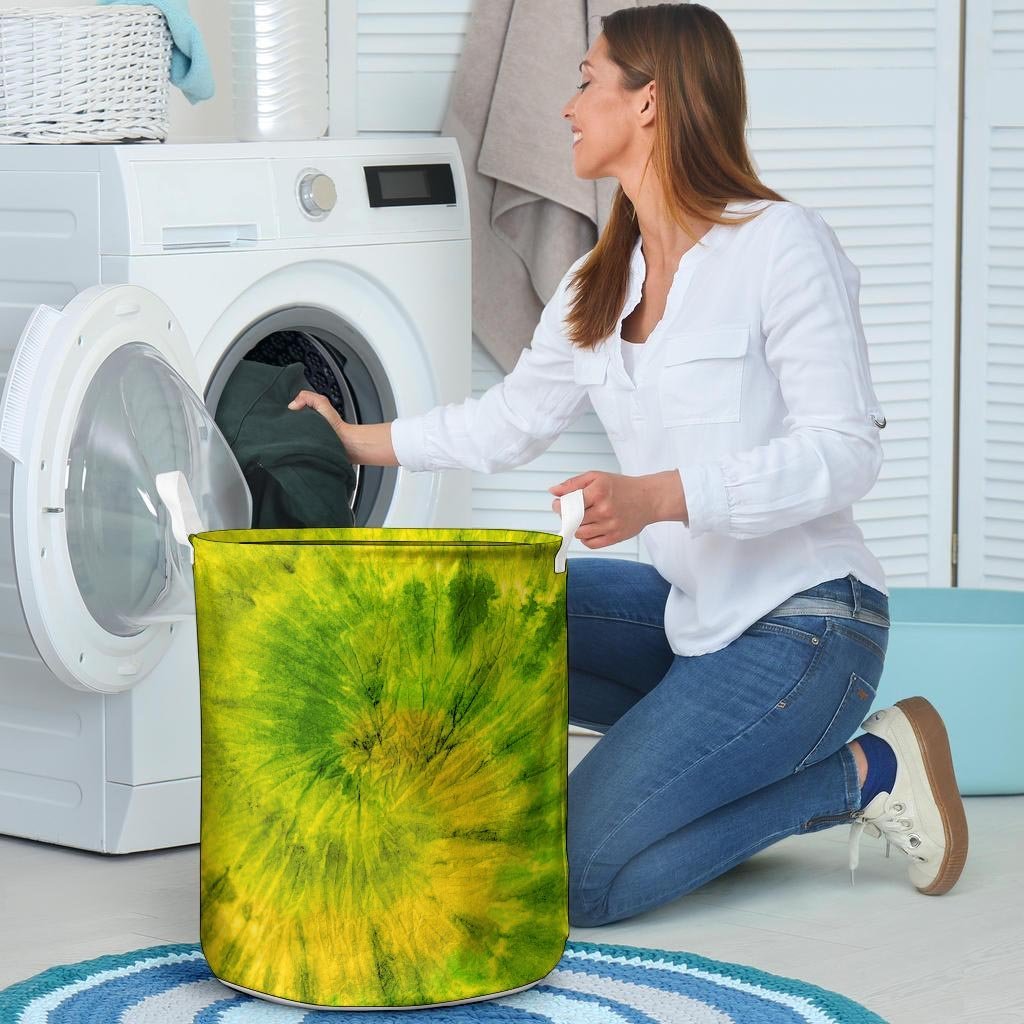 Lime Green Tie Dye Laundry Basket-grizzshop