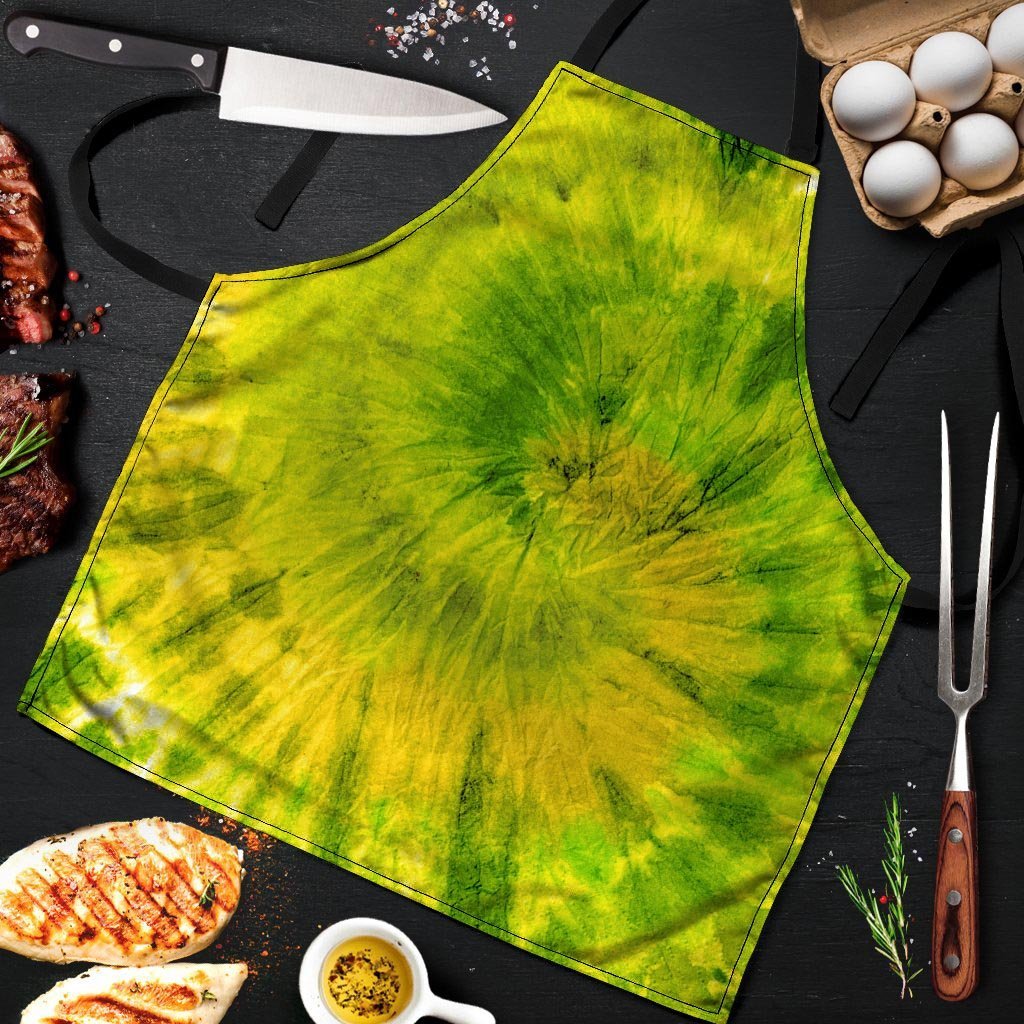 Lime Green Tie Dye Men's Apron-grizzshop