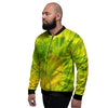 Lime Green Tie Dye Men's Bomber Jacket-grizzshop