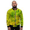 Lime Green Tie Dye Men's Bomber Jacket-grizzshop