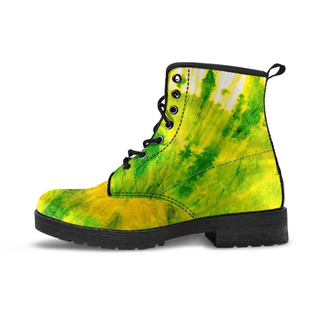 Lime Green Tie Dye Men's Boots-grizzshop