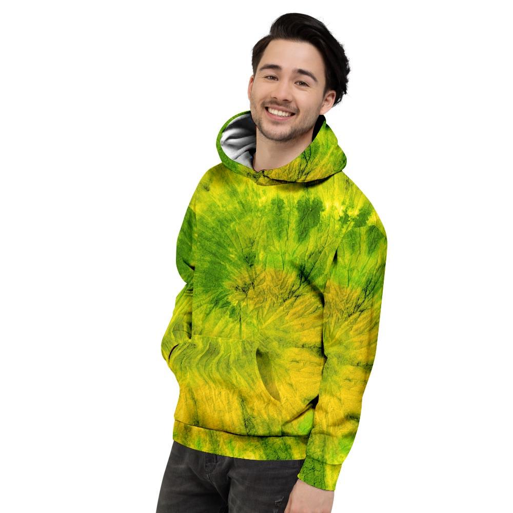 Lime Green Tie Dye Men's Hoodie-grizzshop