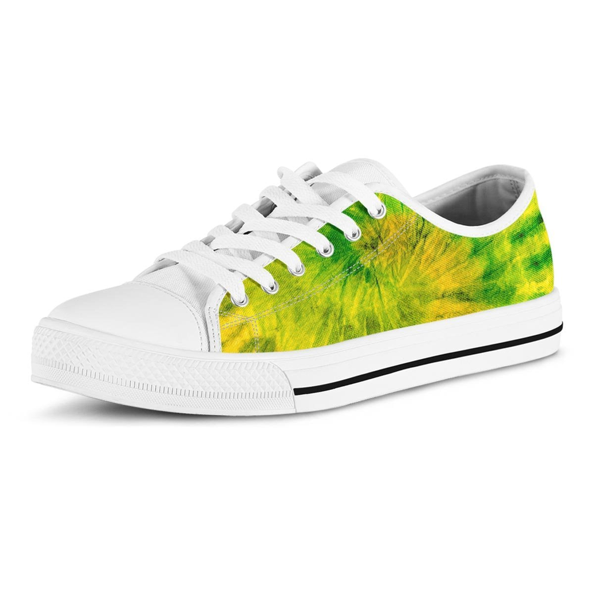 Lime Green Tie Dye Men's Low Top Shoes-grizzshop