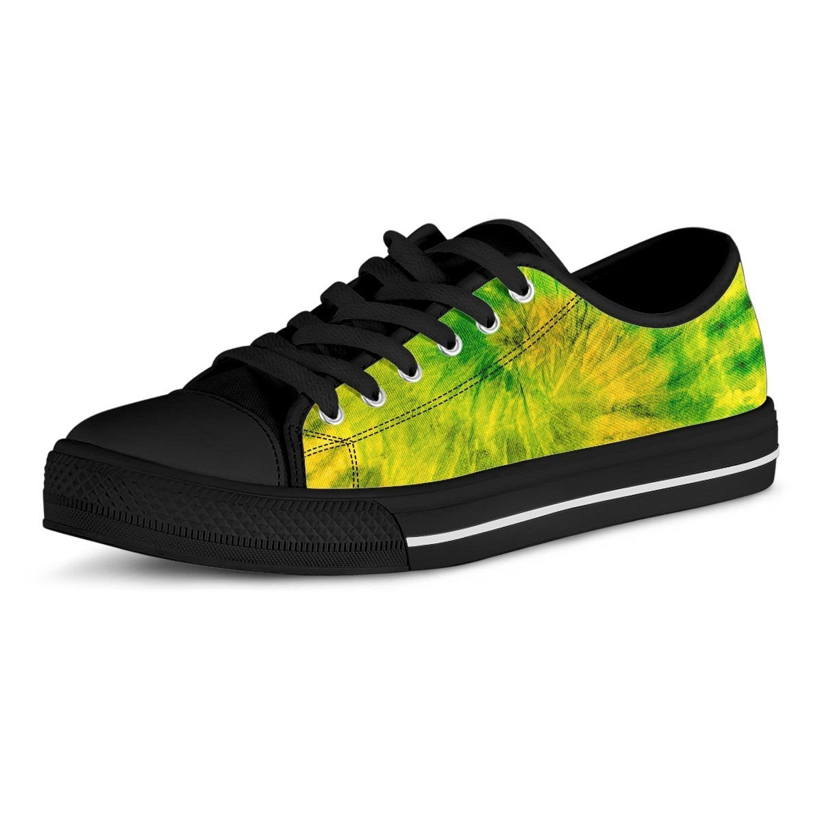 Lime Green Tie Dye Men's Low Top Shoes-grizzshop