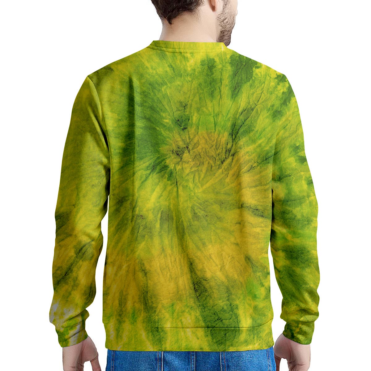 Lime Green Tie Dye Men's Sweatshirt-grizzshop