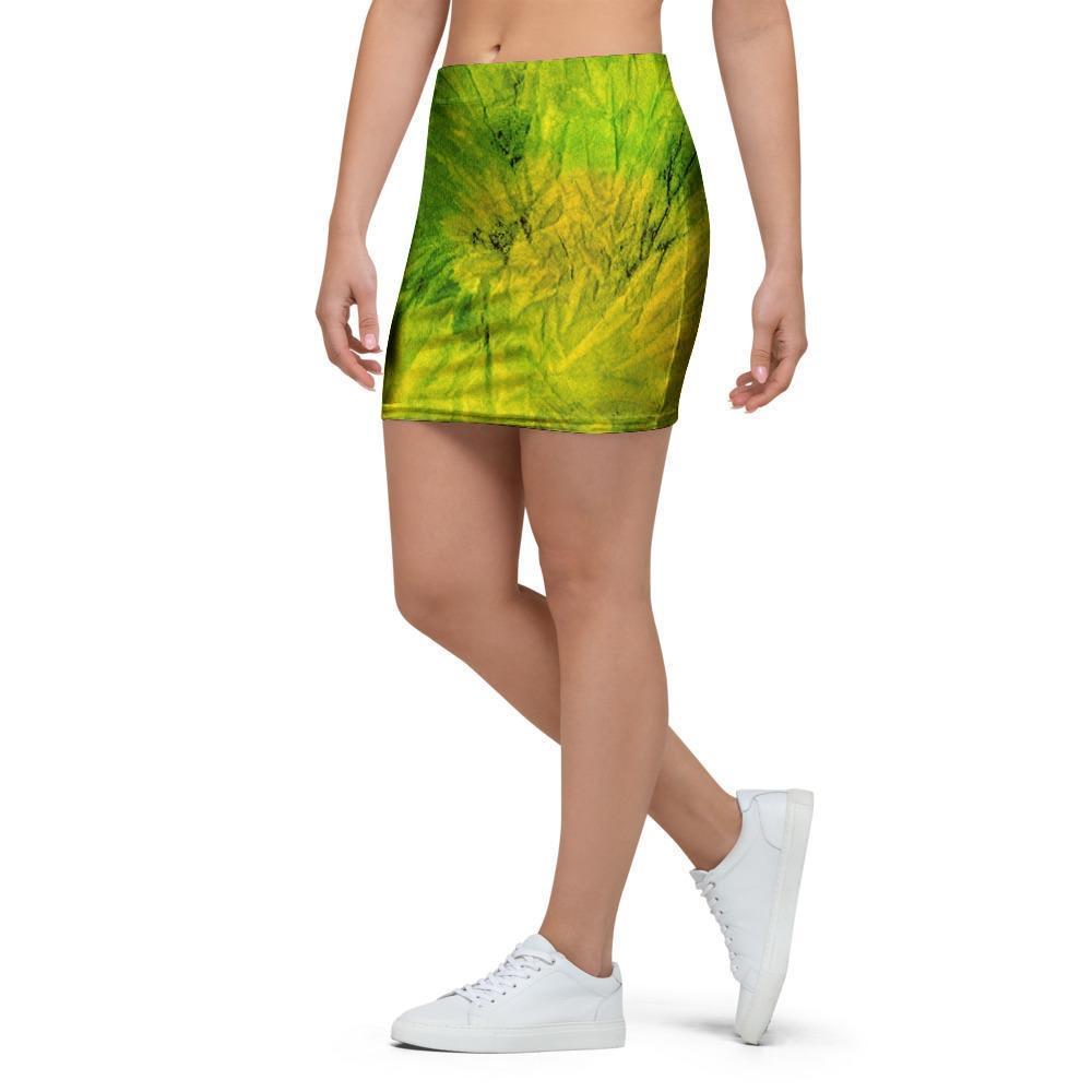 Lime Green Tie Dye Mini Skirt-grizzshop