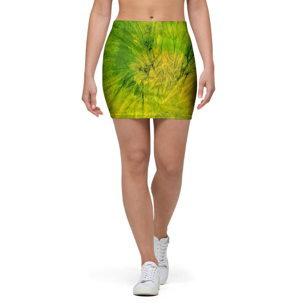 Lime Green Tie Dye Mini Skirt-grizzshop