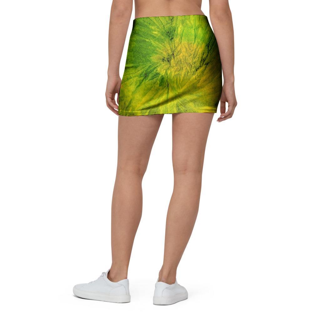 Lime Green Tie Dye Mini Skirt-grizzshop