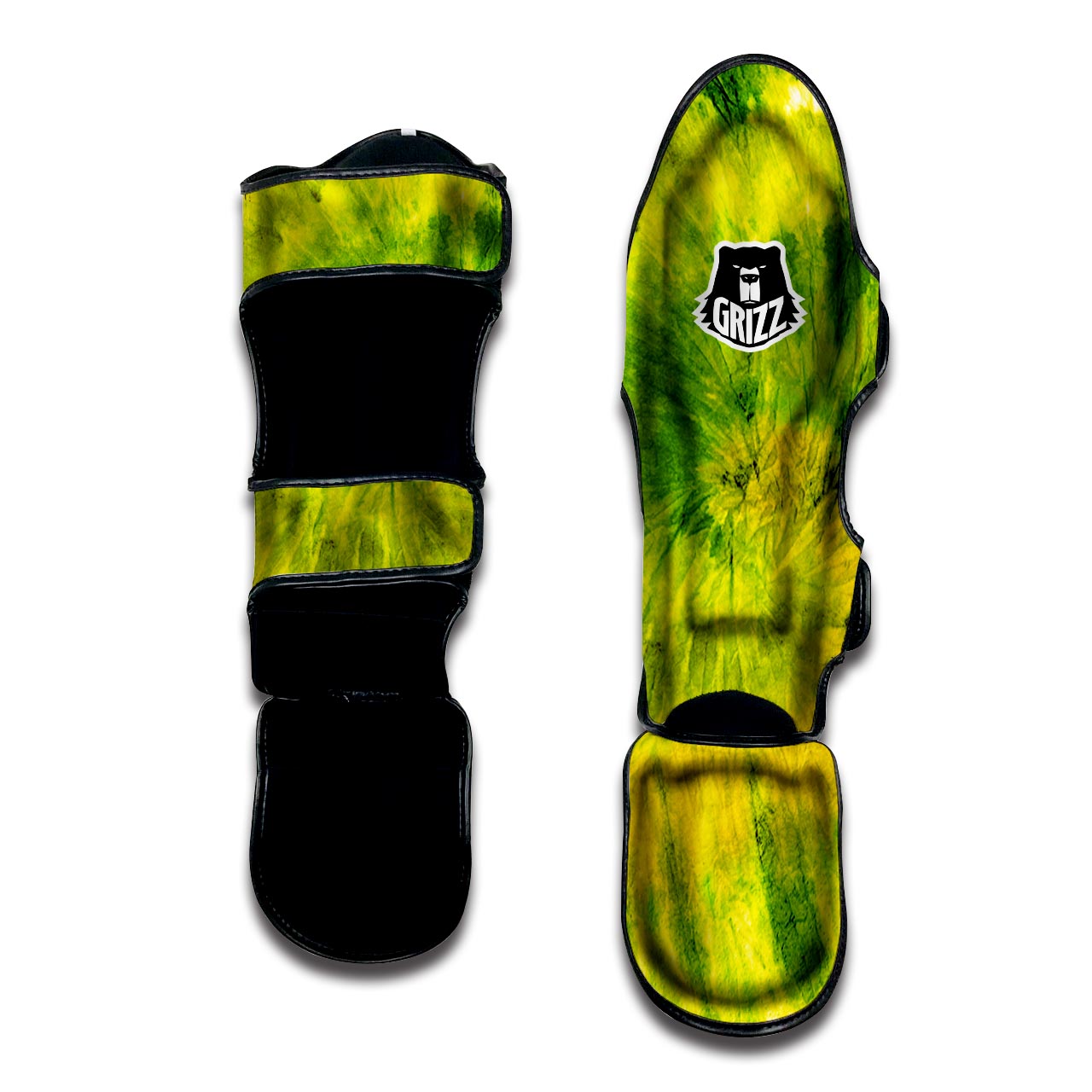 Lime Green Tie Dye Muay Thai Shin Guard-grizzshop