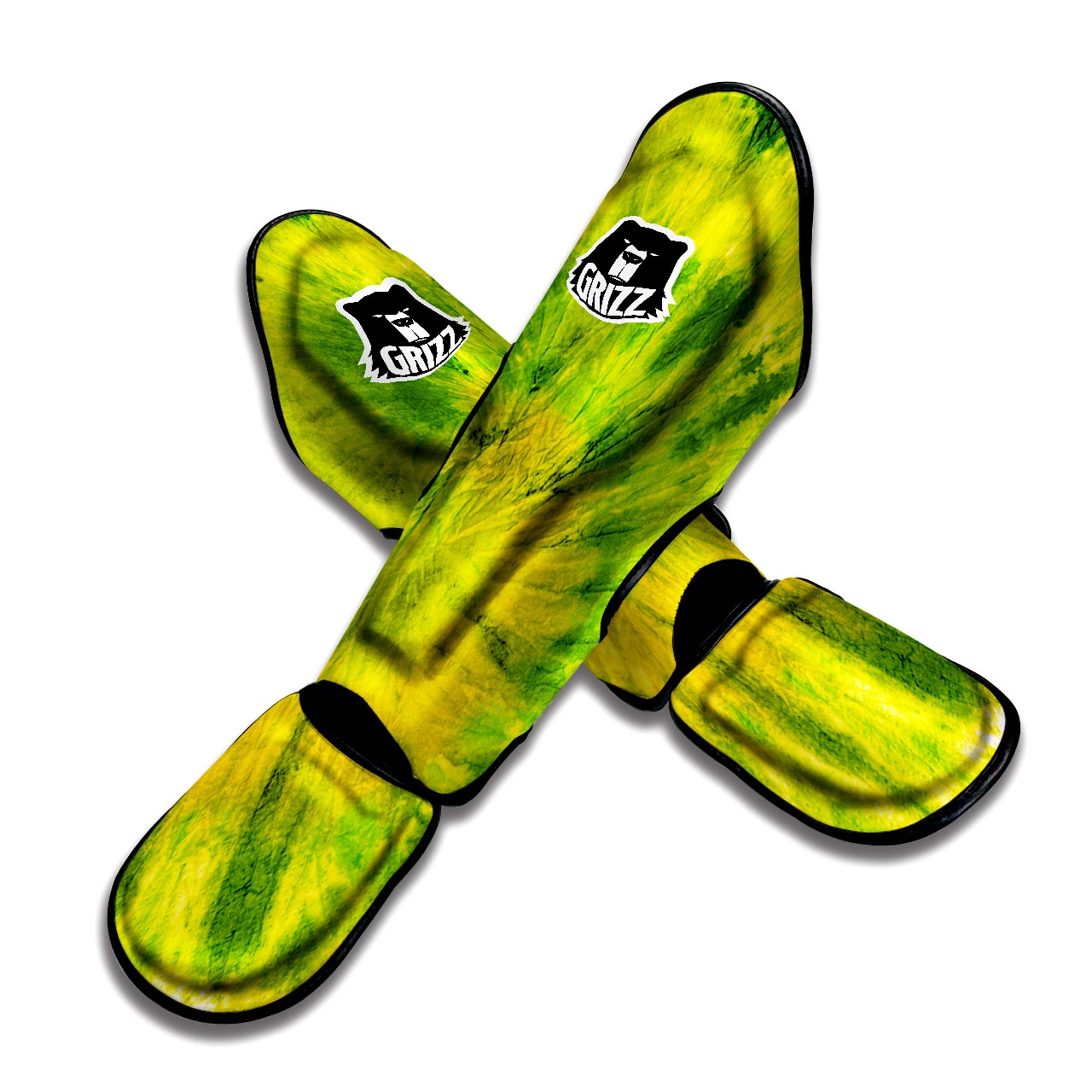 Lime Green Tie Dye Muay Thai Shin Guard-grizzshop