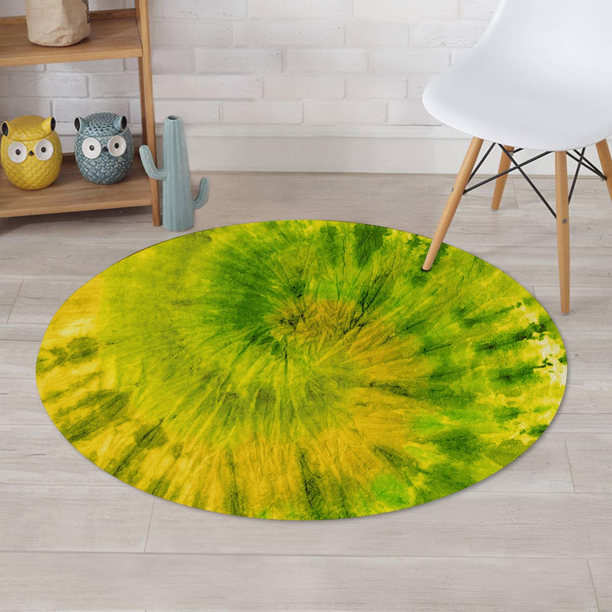 Lime Green Tie Dye Round Rug-grizzshop