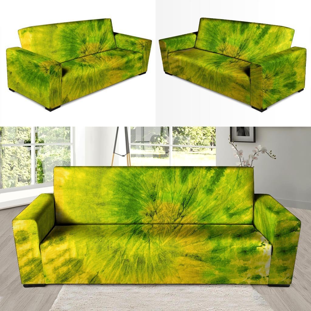 Lime Green Tie Dye Sofa Cover-grizzshop