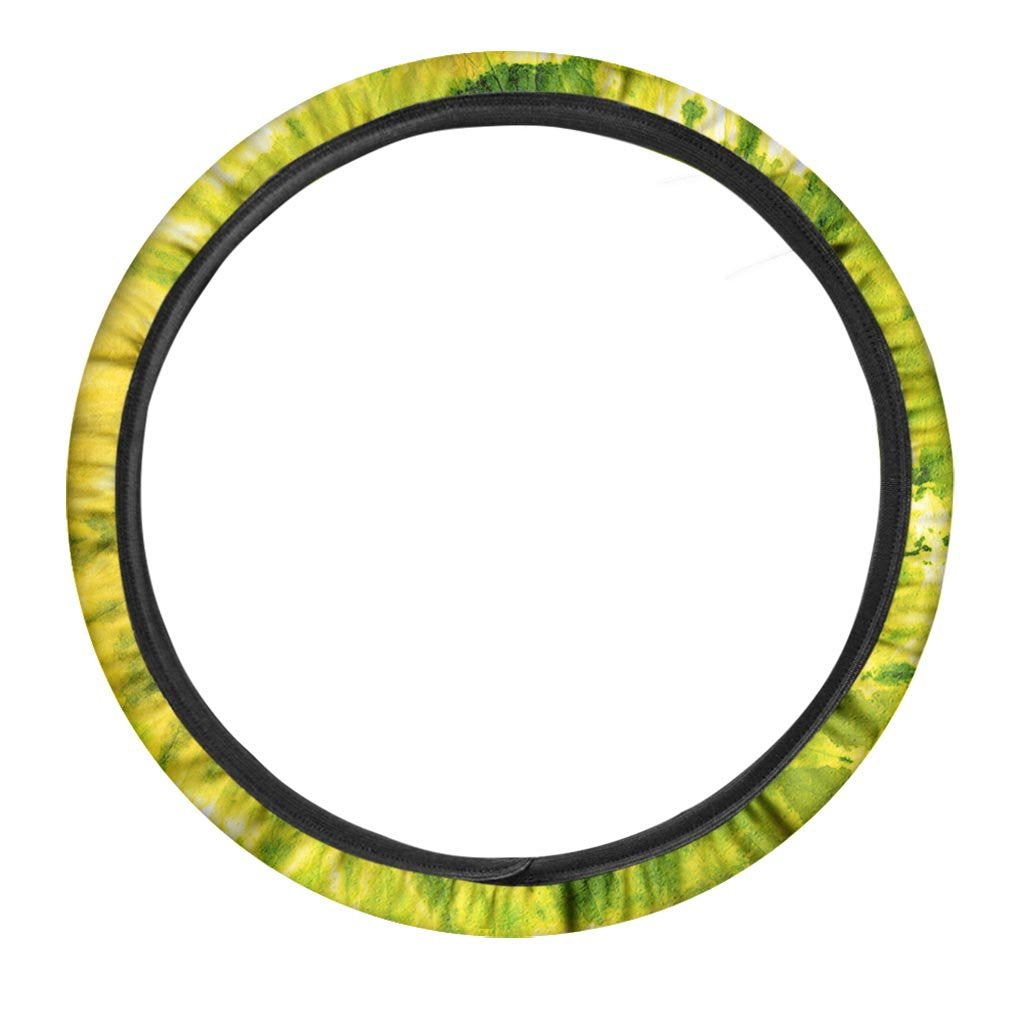 Lime Green Tie Dye Steering Wheel Cover-grizzshop