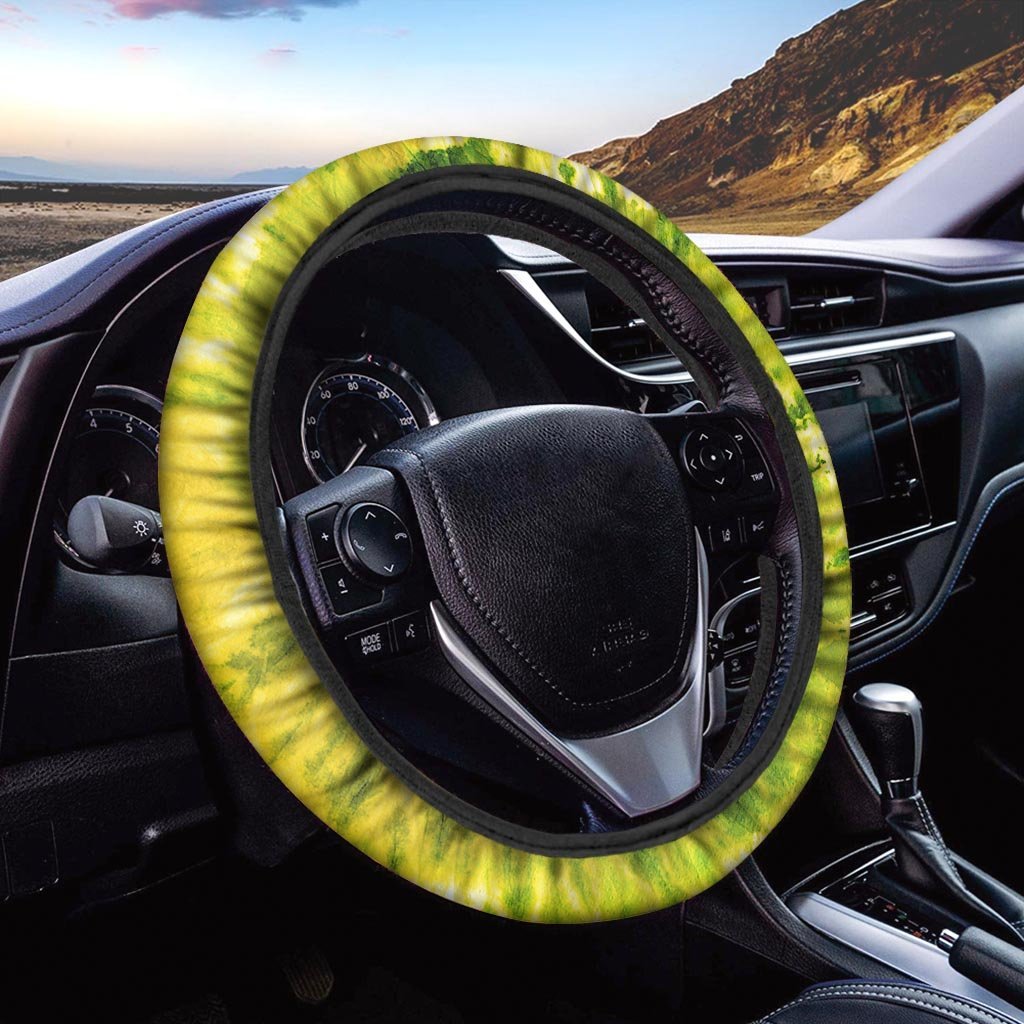 Lime Green Tie Dye Steering Wheel Cover-grizzshop