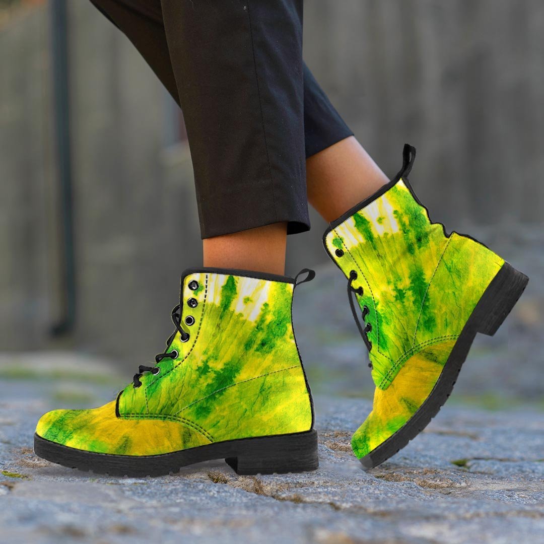 Lime Green Tie Dye Women's Boots-grizzshop