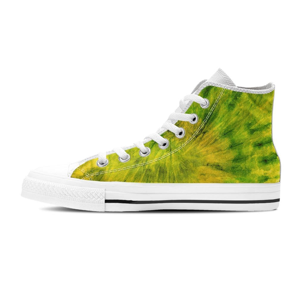 Lime Green Tie Dye Women's High Top Shoes-grizzshop