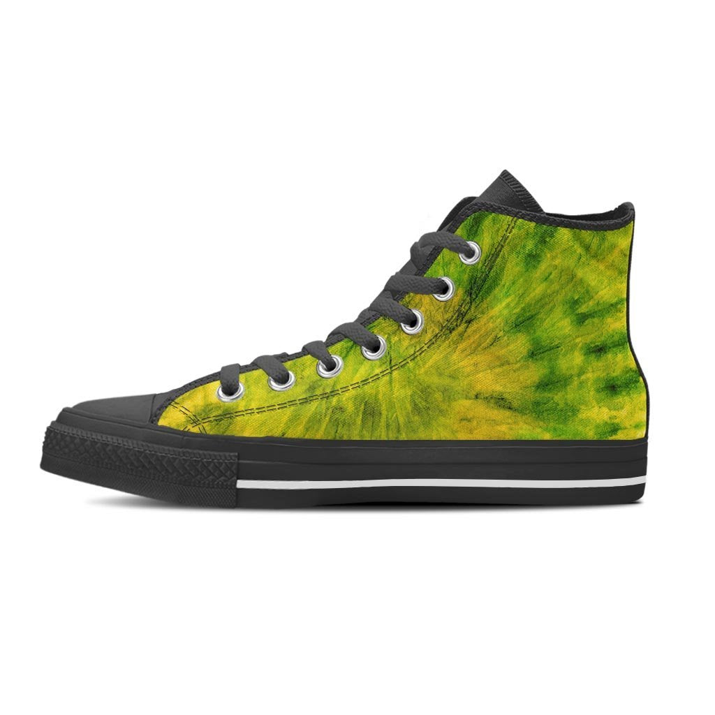Lime Green Tie Dye Women's High Top Shoes-grizzshop