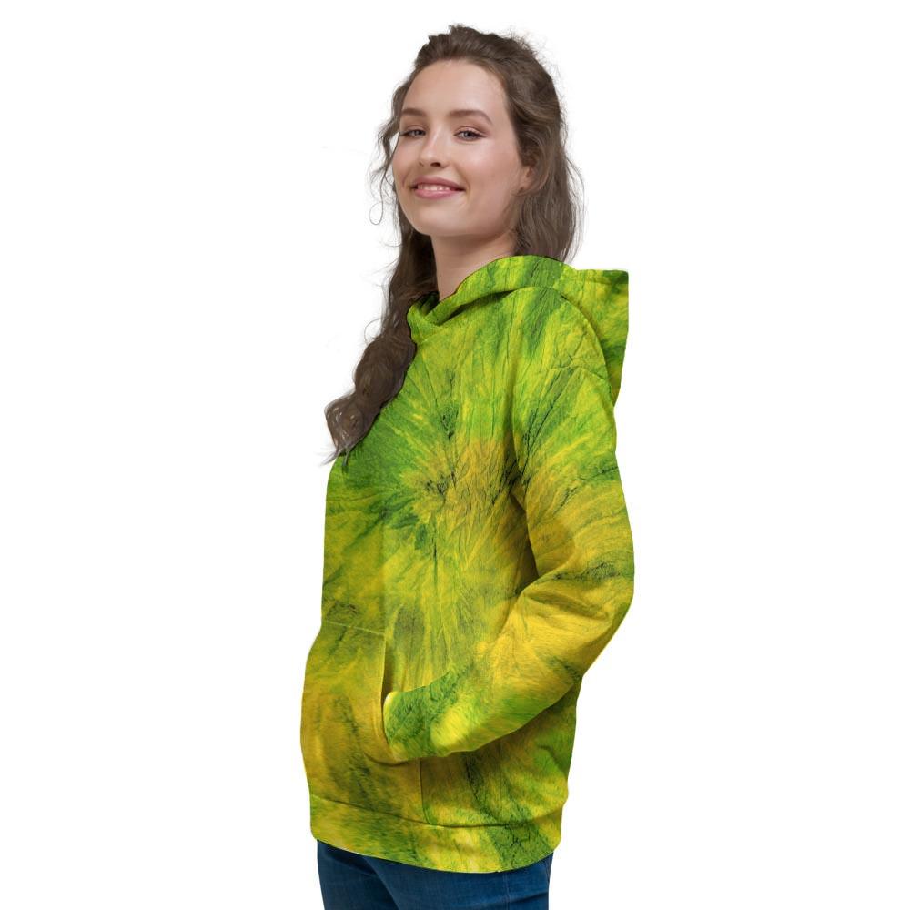 Lime Green Tie Dye Women's Hoodie-grizzshop