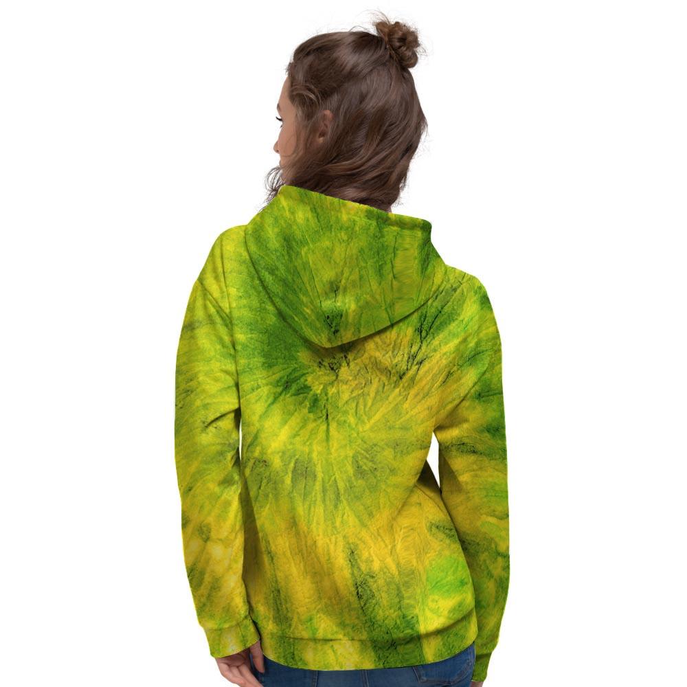 Lime Green Tie Dye Women's Hoodie-grizzshop