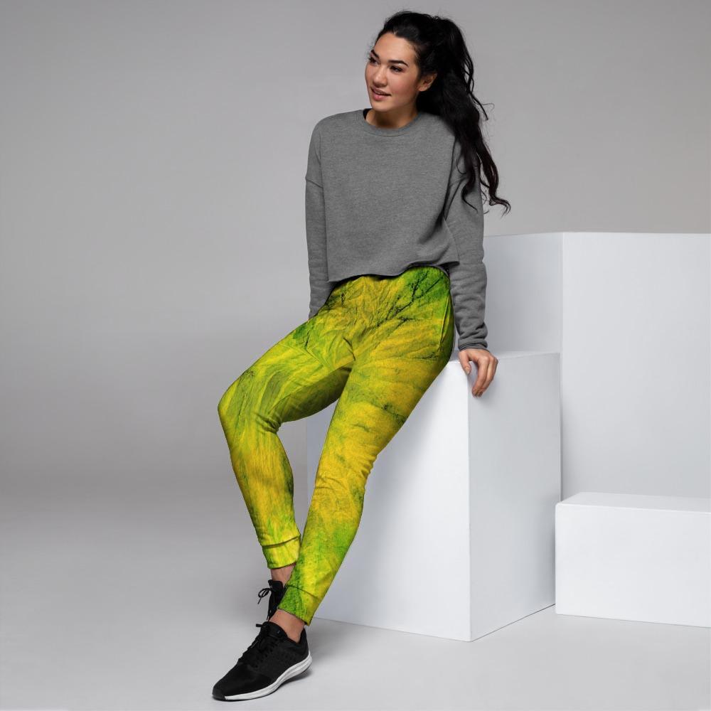 Lime Green Tie Dye Women's Joggers-grizzshop