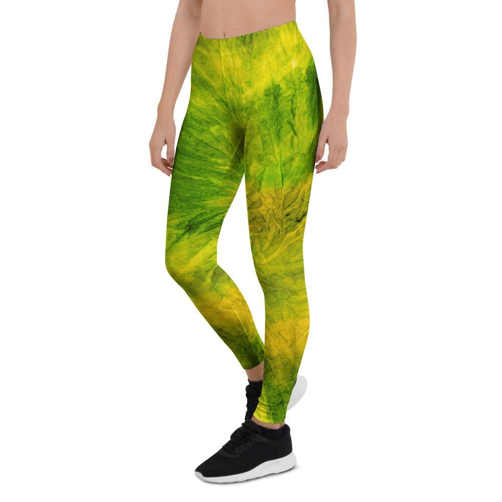 Lime Green Tie Dye Women's Leggings-grizzshop