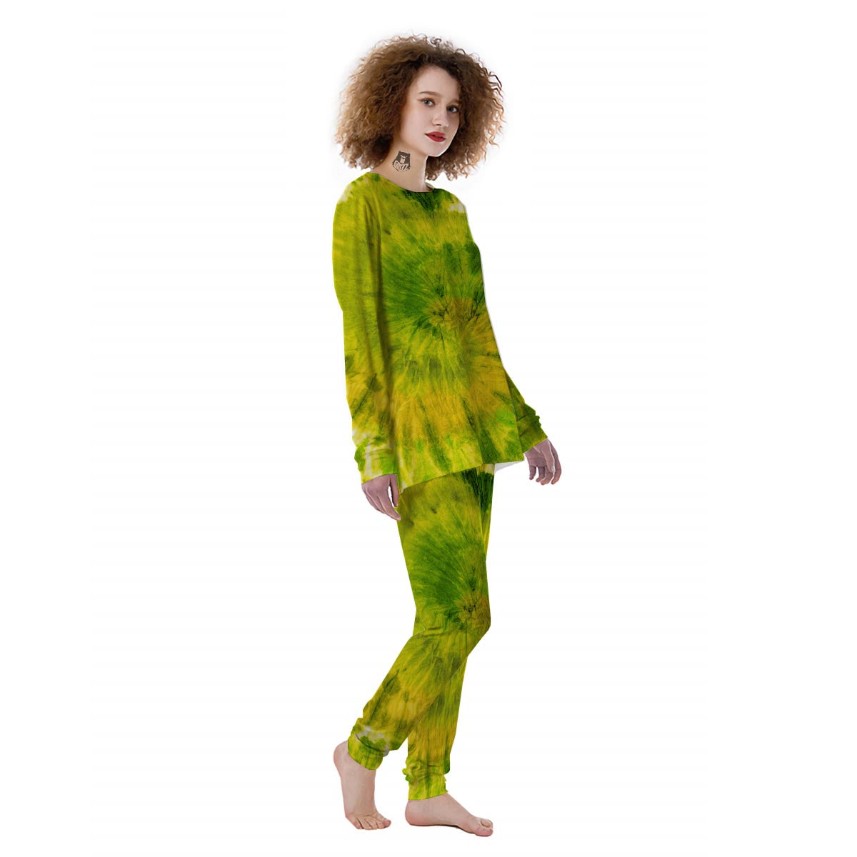 Lime Green Tie Dye Women's Pajamas-grizzshop