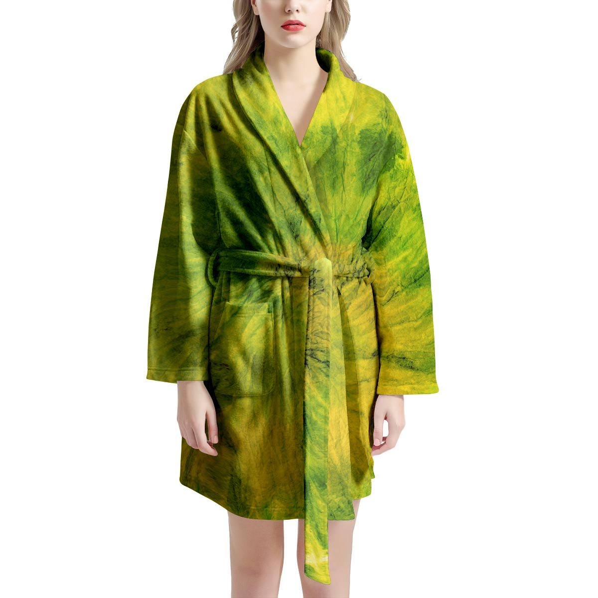 Lime Green Tie Dye Women's Robe-grizzshop